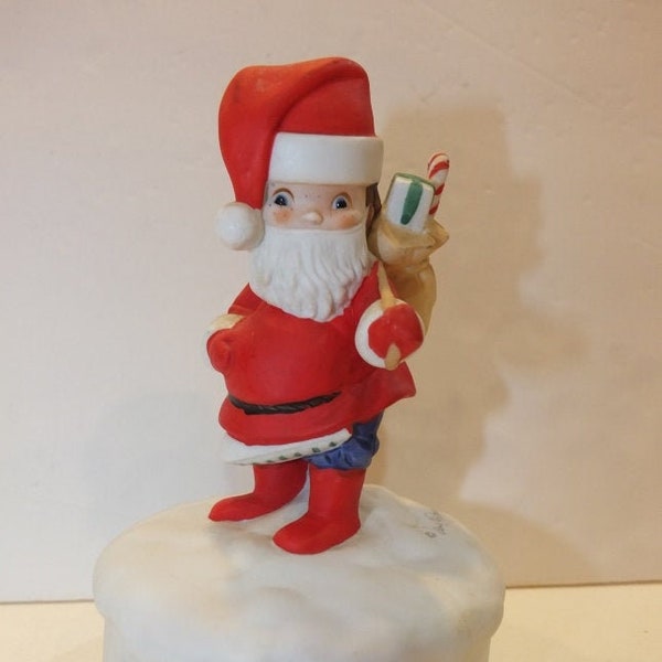 UOGC Ho Ho Oops! Child Playing Santa Claus Music Box "Here Comes Santa Claus" Jane McDowell Christmas Music Box