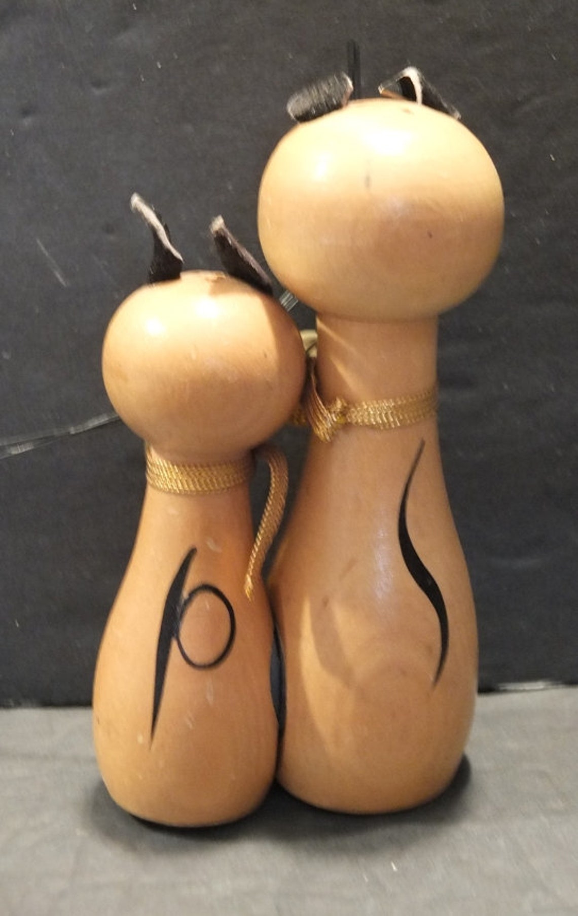 Wood Cat Salt and Pepper Shakers Vintage Barbados Etsy
