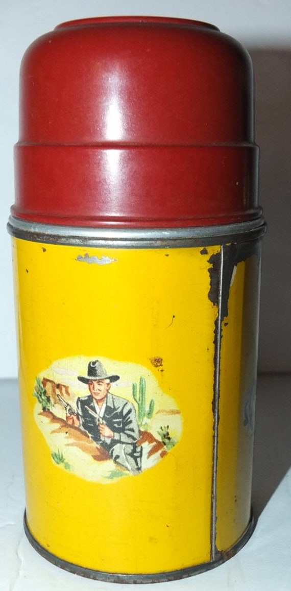 1950's Hopalong Cassidy Metal Lunch Box With Ther… - image 9