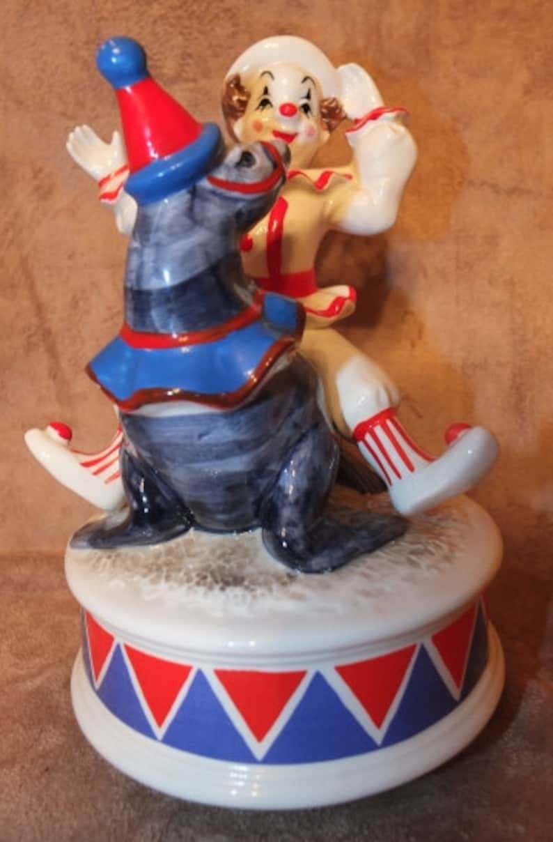 Schmid Circus Clown & Seal Music Box Etsy