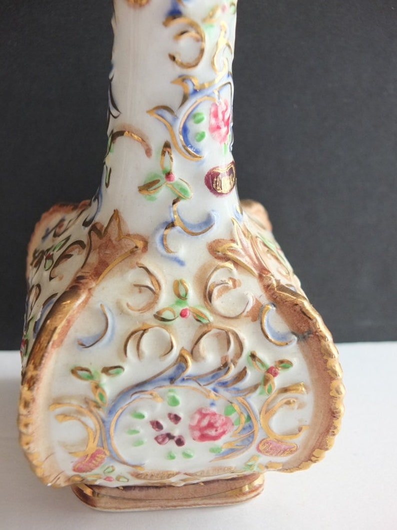 Vintage Floral Ceramic Perfume Bottle Cork Stopper image 2