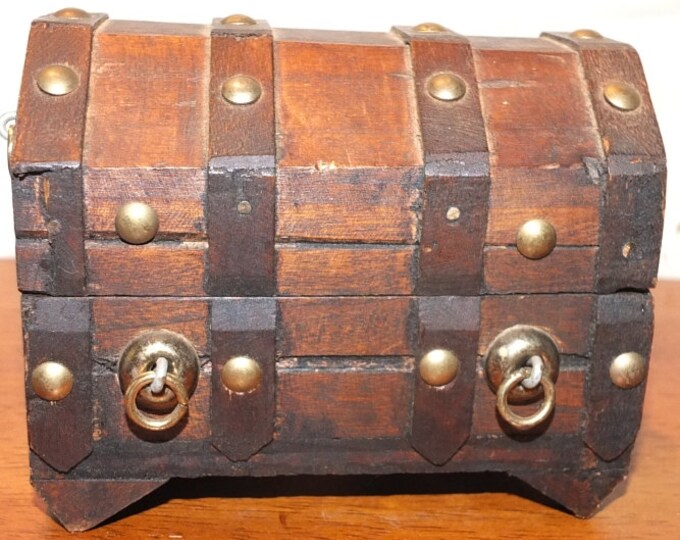 Vintage Wooden Treasure Chest Music Box Etsy