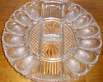 L. E. Smith Glass Egg Plate/Relish Tray