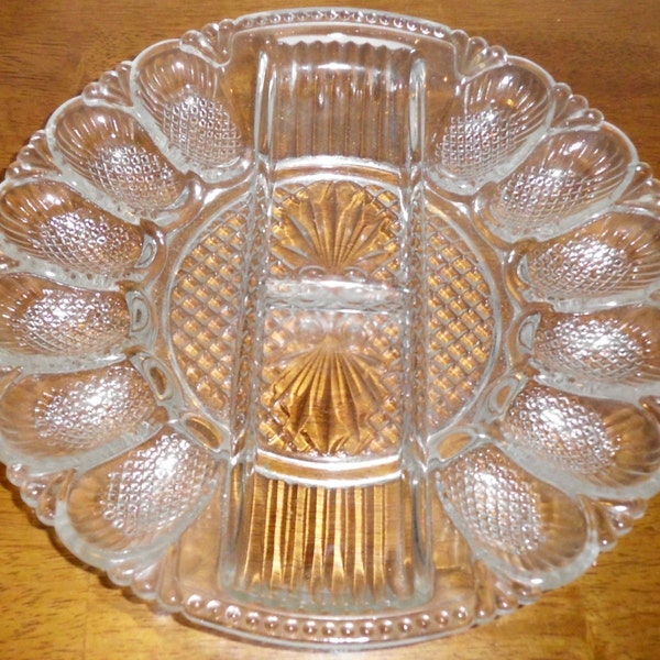 L. E. Smith Glass Egg Plate/Relish Tray