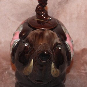 Vintage Redware Pottery Elephant Teapot image 3