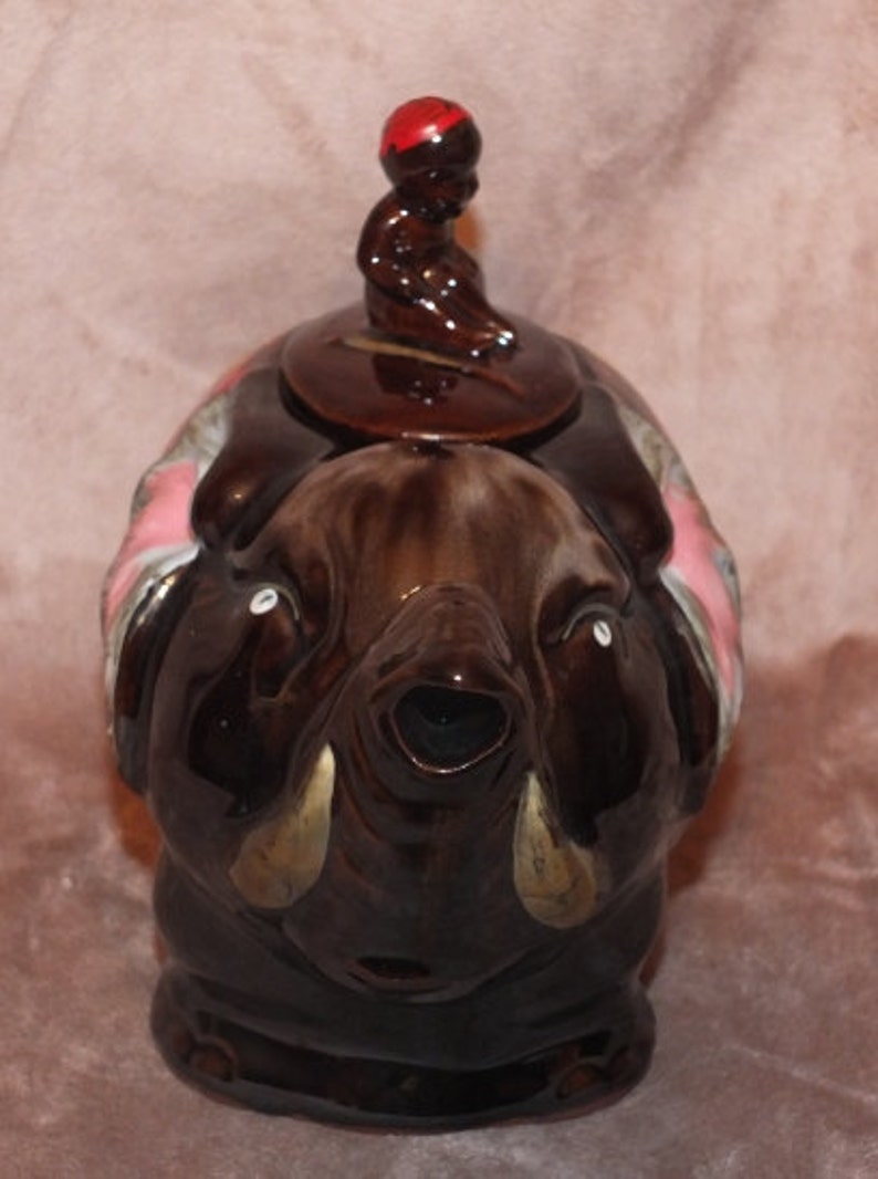 Vintage Redware Pottery Elephant Teapot image 3