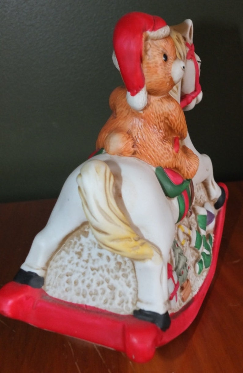 Teddy Bear Riding Rocking Horse With Christmas Toys Music Box - Etsy