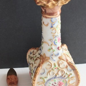 Vintage Floral Ceramic Perfume Bottle Cork Stopper image 4
