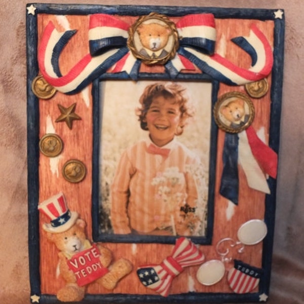 Ode To America Russ Berrie Co Teddy Bear Picture Frame