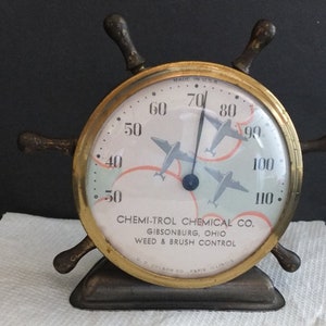 Vintage Chemi-Trol Sternwheel Brass Thermometer Chemi-trol Chemical Co