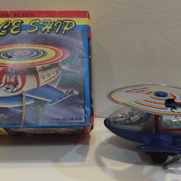 Vintage Kron Space Ship Copter Windup Turn Action Toy Space Ship Copter