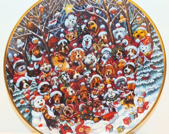 Bill Bell Santa Paws Dog Collector Plate Franklin Mint Collector Plate