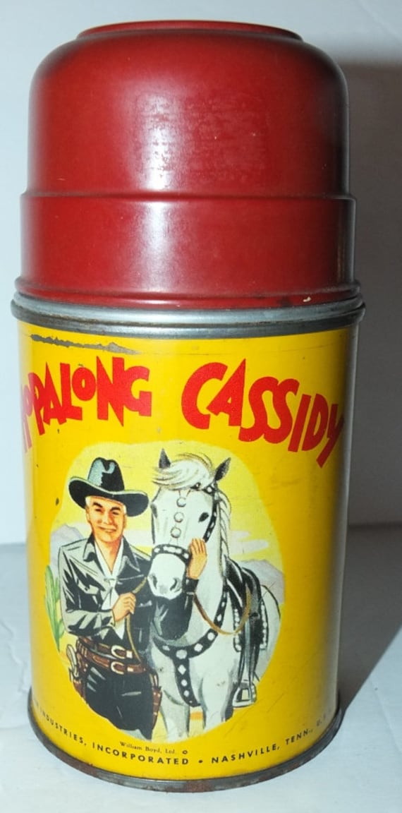 1950's Hopalong Cassidy Metal Lunch Box With Ther… - image 8