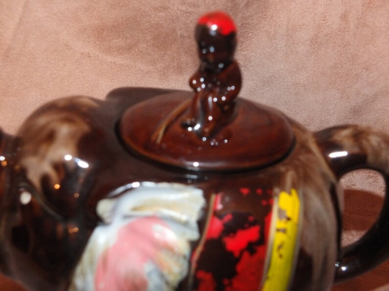 Vintage Redware Pottery Elephant Teapot image 4