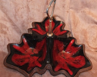 Vintage California Pottery 3 Leaf Candy Nut Dish