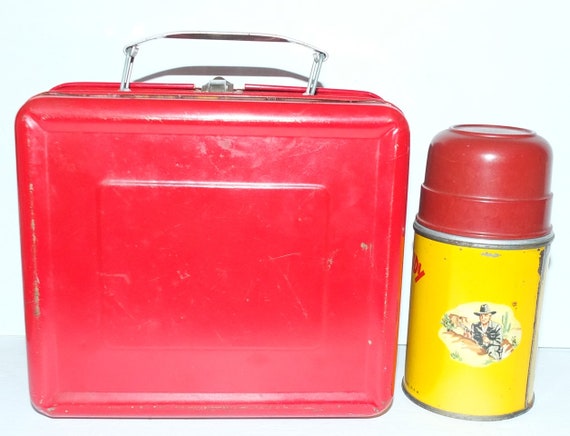 1950's Hopalong Cassidy Metal Lunch Box With Ther… - image 2
