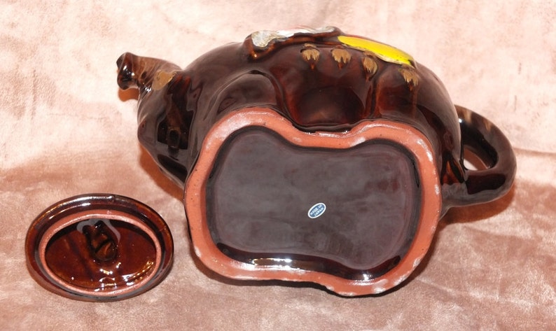Vintage Redware Pottery Elephant Teapot image 5