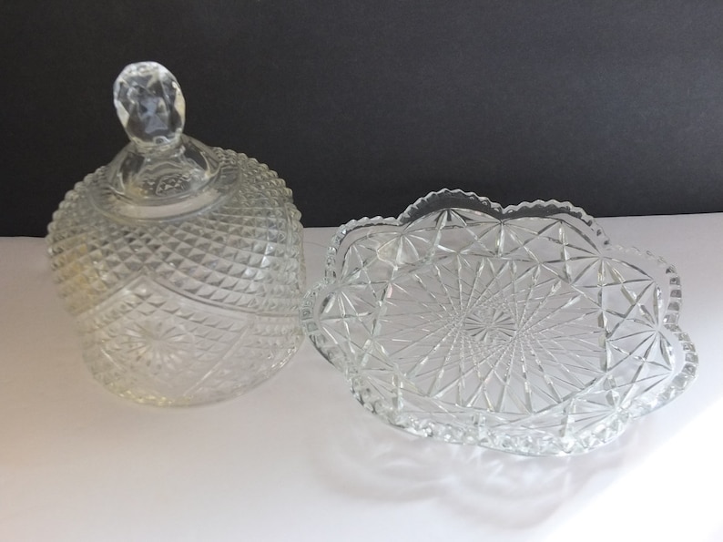 Avon Crystal Glass Dome Covered Butter Dish With Hostess Soaps MIB NOS
