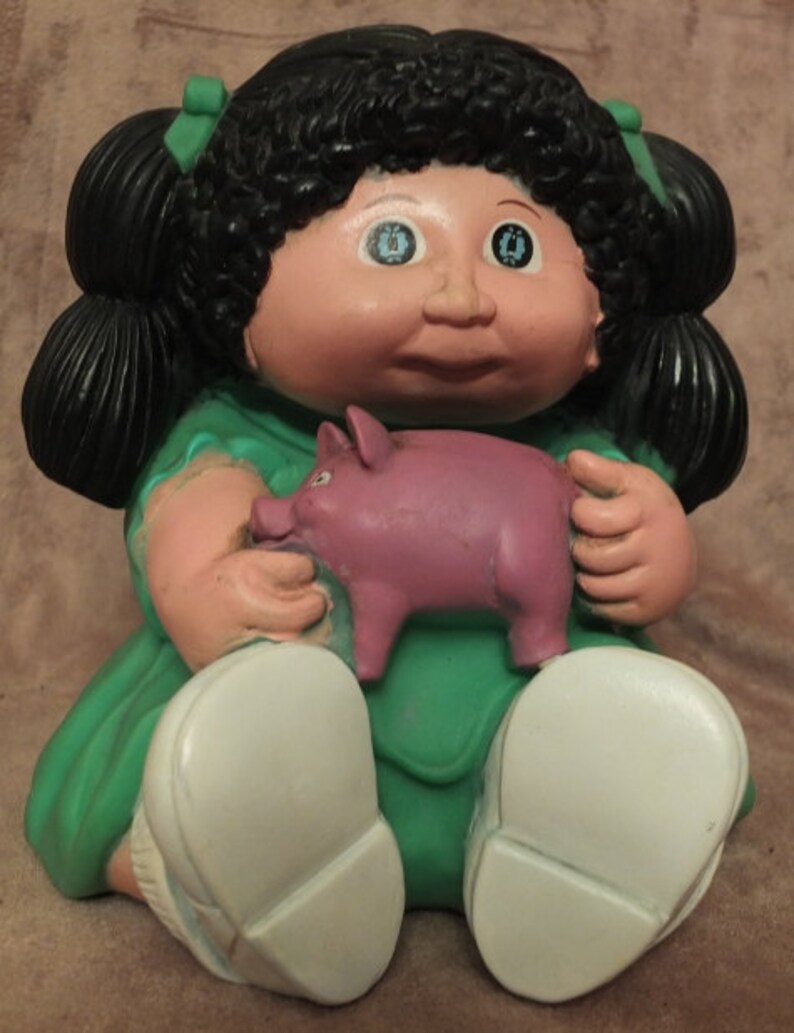 1983 Cabbage Patch Kids Vinyl Bank Black Hair Girl Etsy