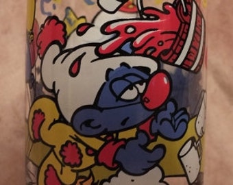 1983 Clumsy Smurf Glass - Peyo - Wallace Berrie