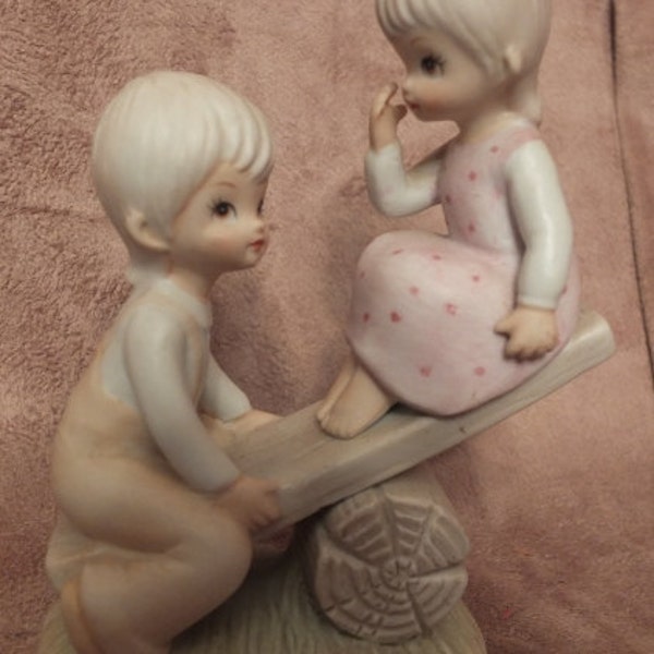 Lefton Boy & Girl On Seesaw Teeter Totter Christopher Collection Figurine