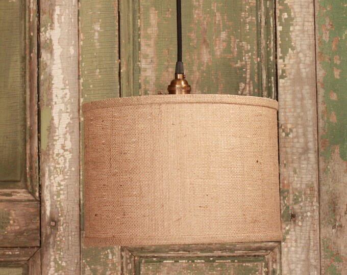 Burlap Drum Shade Lighting With 13 Diameter Warm Burlap Etsy