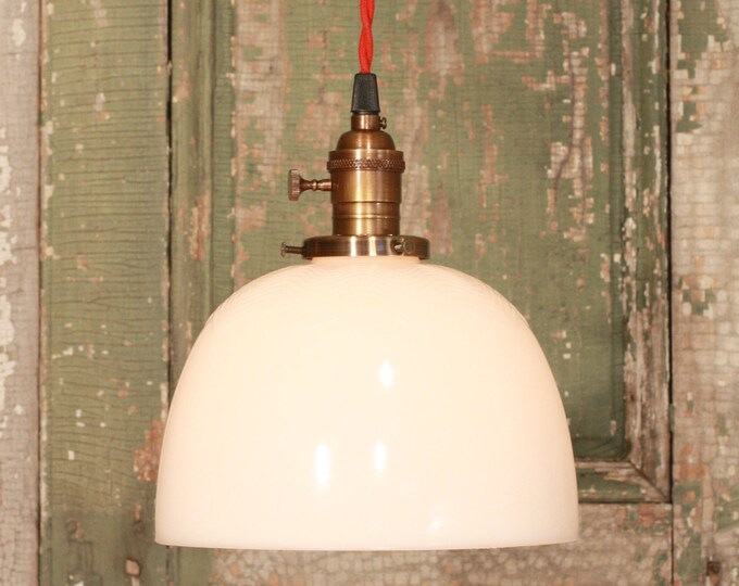 Kitchen Lighting With Vintage Milk Glass With Ripple Design Etsy