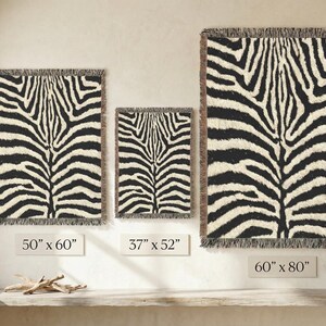 Zebra Print Woven Blanket, Animal Print Throw, Animal Print Decor, 100% Cotton Throw image 5