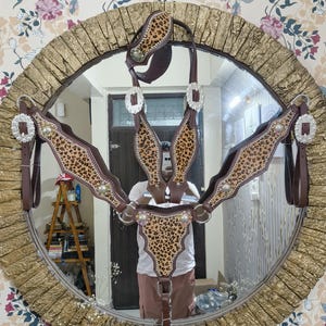 Ensemble Western Horse Tack avec sculpture Thunderbolt en strass rose