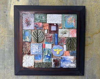 Handmade Ceramic Tile Mosaic | Framed Abstract Nature Wall Art