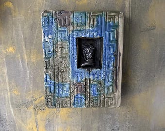 Geometric Pottery Art with Bronze Relief I Handmade Ceramic Art