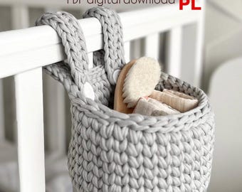 Hanging Crib Organizer Basket Crochet Pattern POLISH – Baby Bed Storage Basket PDF | Baby Shower Gift