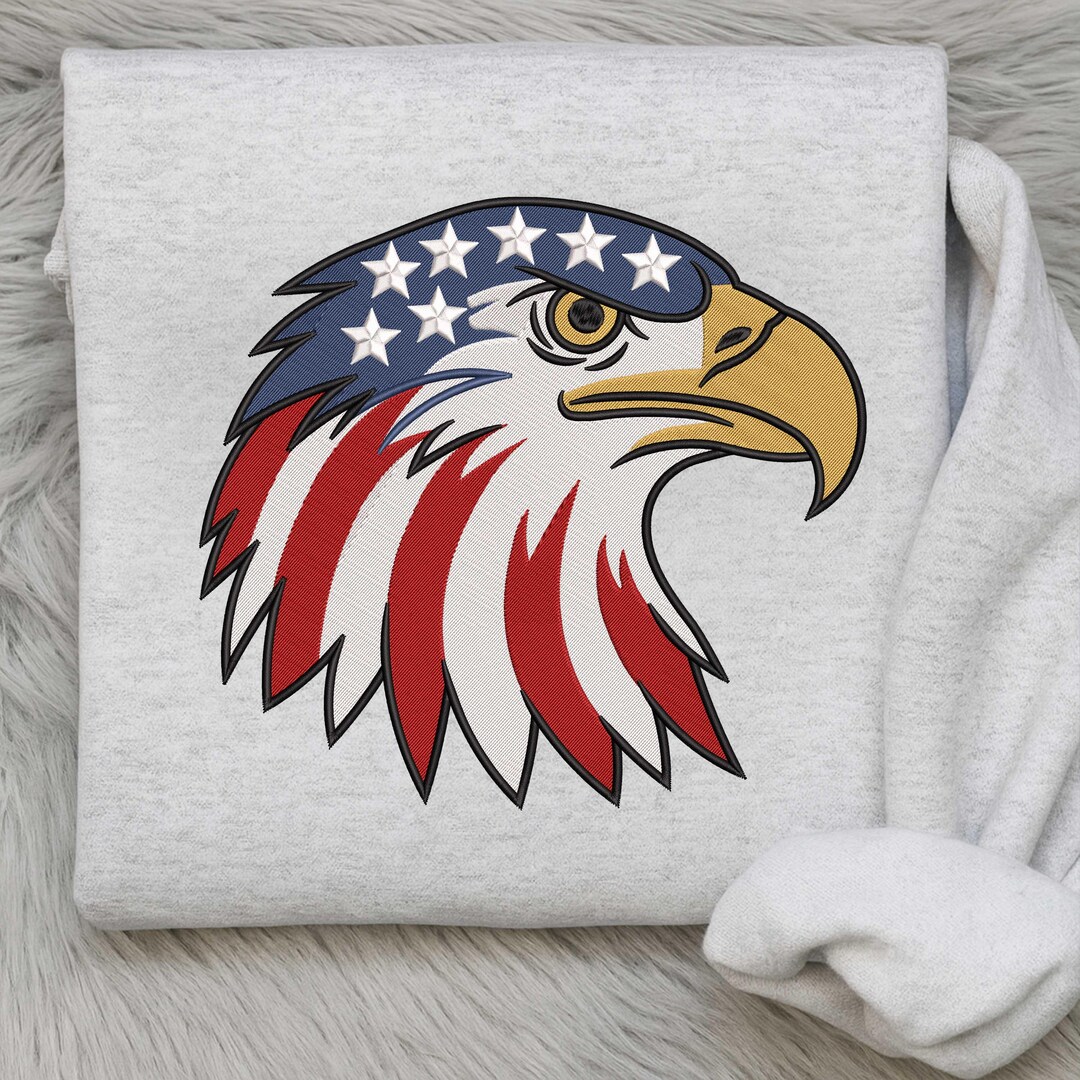 Patriotic Eagle Embroidery Design, American Flag Bald Eagle Pattern ...