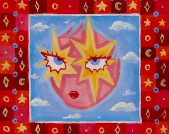 A5 kvadratiskt tarotinspirerat konsttryck "Solen"