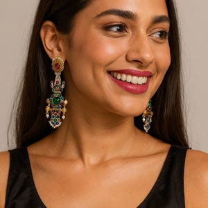 Handgemachte indische Baumeln Ohrringe | Antikes Gold, Silber & CZ Handgefertigte ethnische Schmuck für Hochzeiten