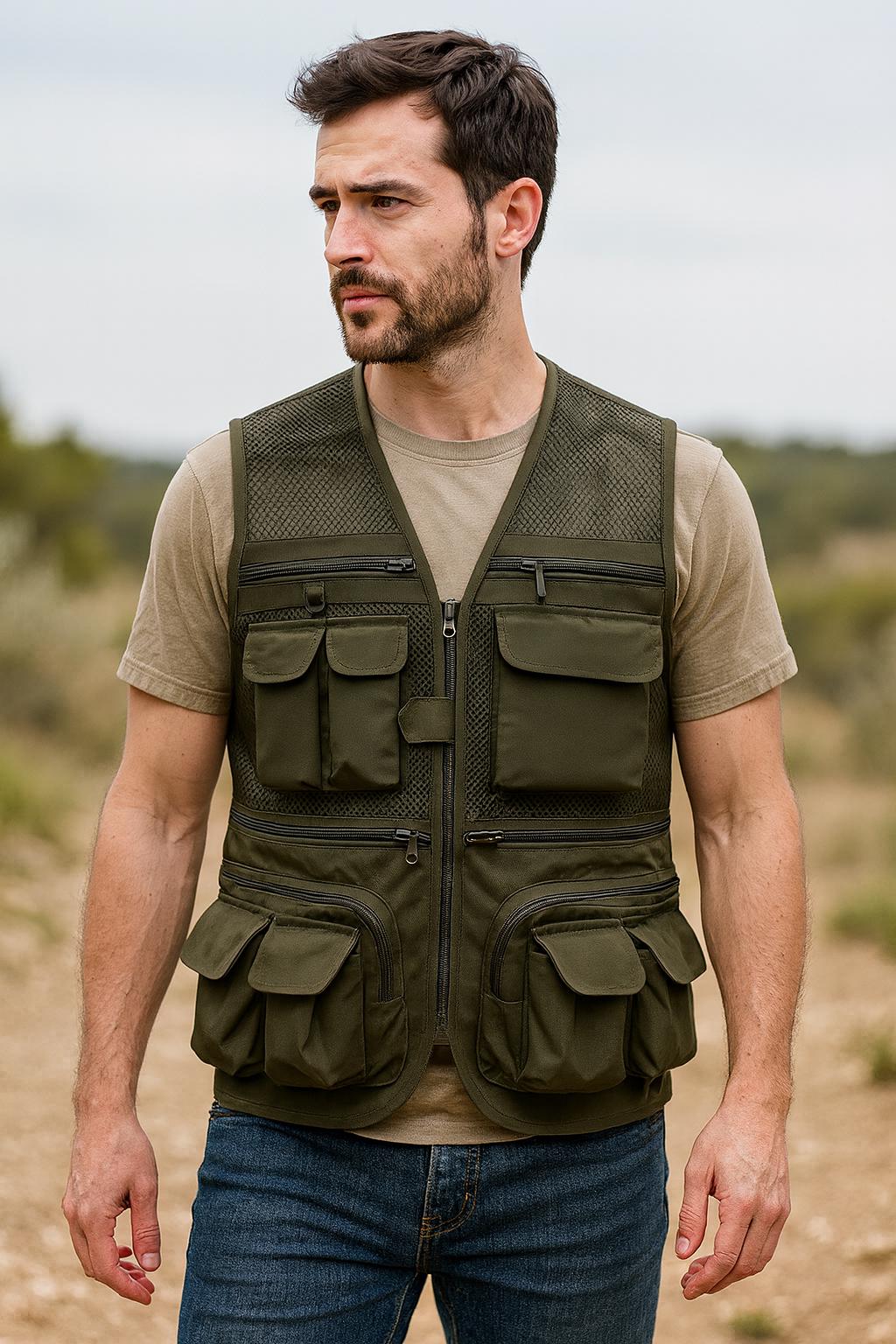 Gilet Utilitaire De Pêche Homme – Bleu Marine – Taille 42 Poitrine – Occasion