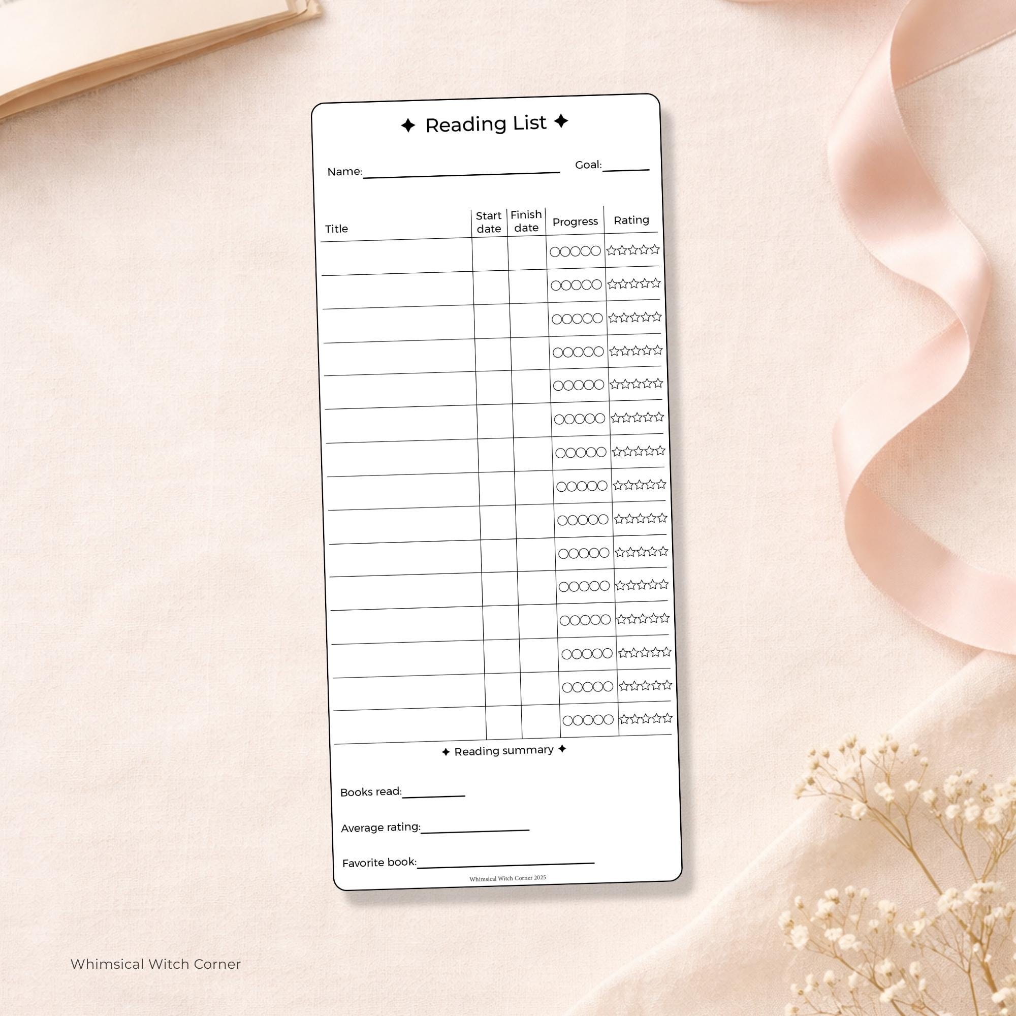Reading Tracker Printable | Book Log, Journal Page (digital Download ...