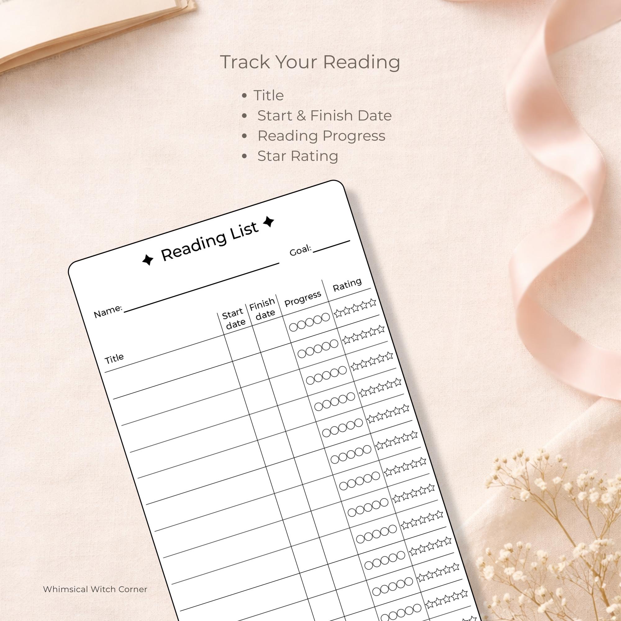 Reading Tracker Printable | Book Log, Journal Page (digital Download ...
