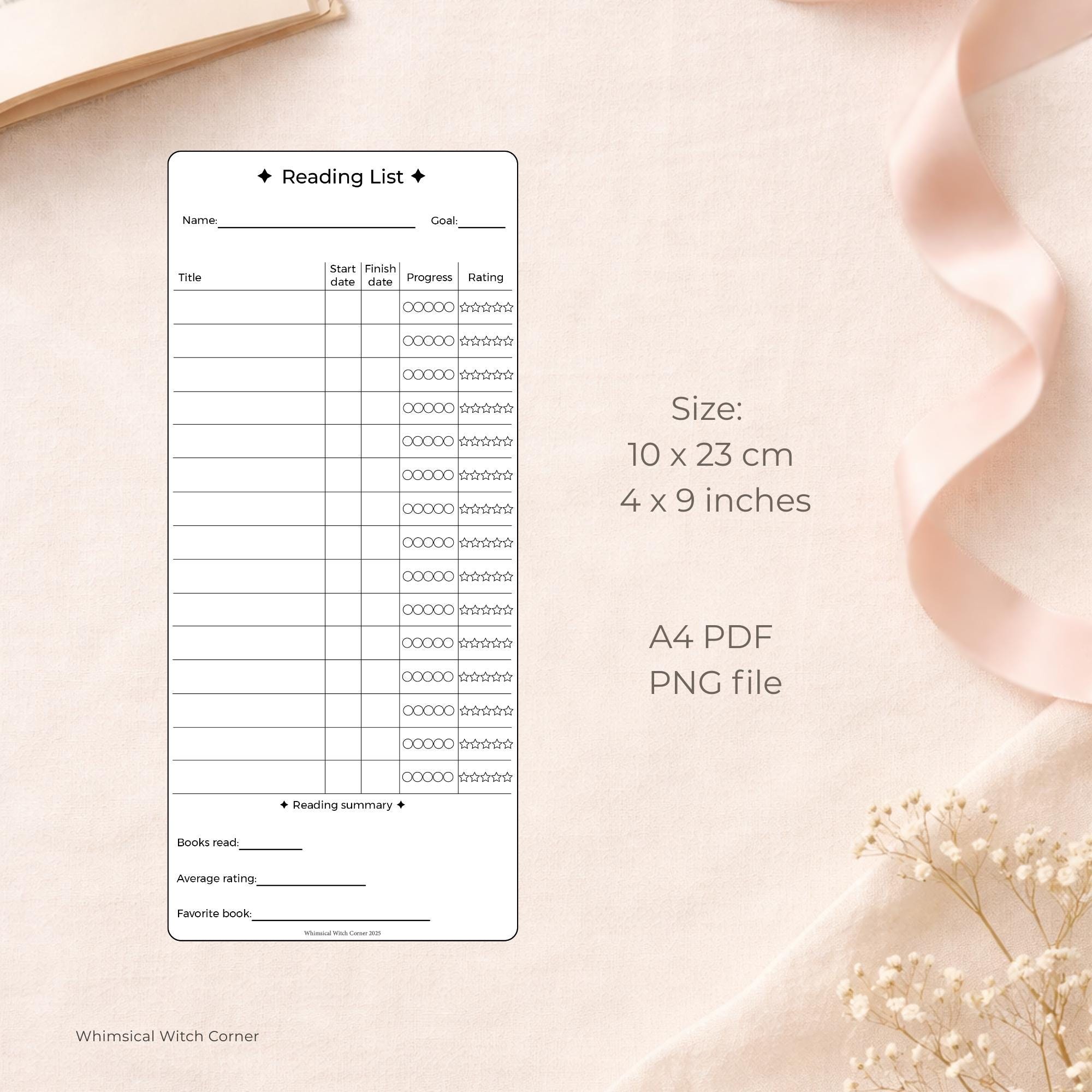 Reading Tracker Printable | Book Log, Journal Page (digital Download ...