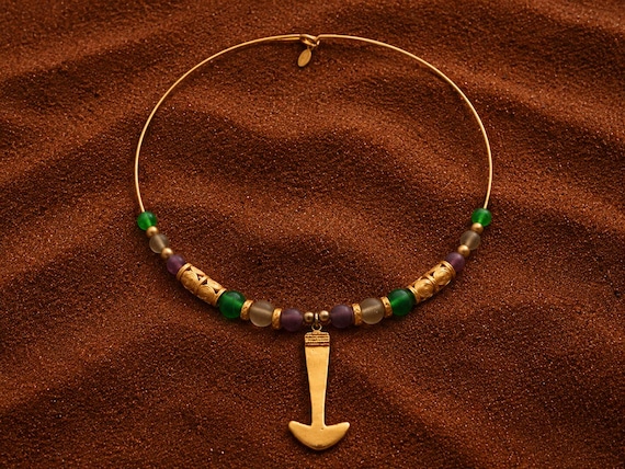 Vintage INCA Colombian Museum Necklace – Gold Plated – Pre-Columbian Replica – Calima Style – 1970s