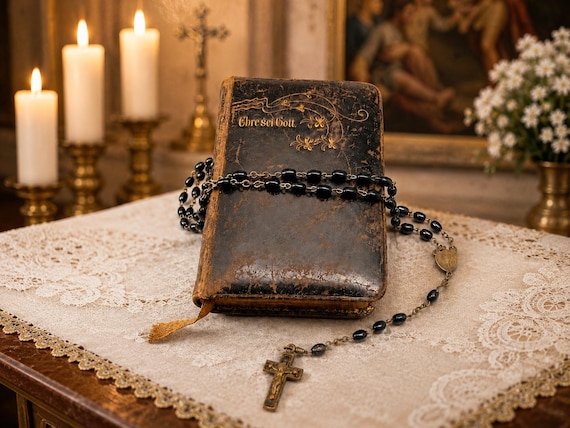 Antique Catholic Prayer Book “Brot der Engel” 1903 with Rosary – German Religious Devotional Book