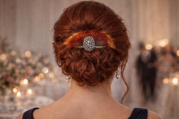 Vintage Hair Comb with Pheasant Feathers – Dirndl / Bridal Hair Accessory – One of a Kind
