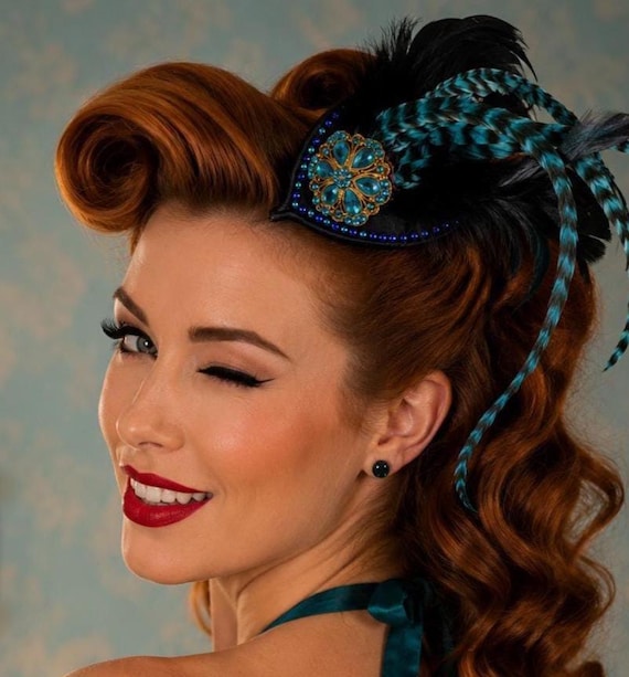 Handmade Fascinator – One-of-a-Kind with Lady Amherst Pheasant Feathers, Duck Feathers & Vintage Brooch