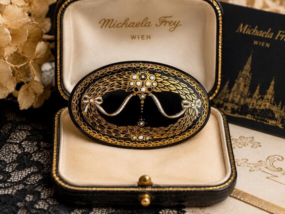 Vintage Michaela Frey Vienna Enamel Brooch – Signed Austrian Jewelry