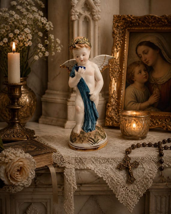 Vintage Neundorf Porcelain Cherub – A Little Angel Full of Charm