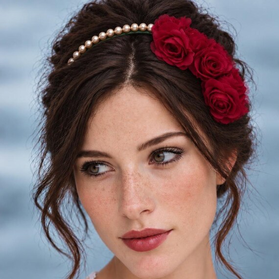 Dirndl Headband with Pearls / Roses – Romantic Oktoberfest /Wiesn Hair Accessory