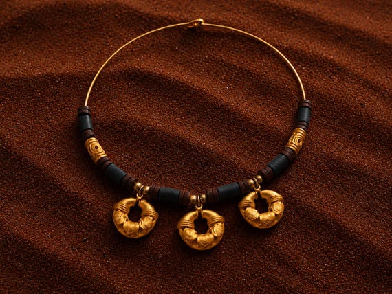 Vintage INCA Colombian Museum Necklace – Gold Plated – Pre-Columbian Replica – Calima Style – 1970s