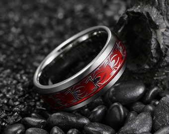 Alianza de boda de tungsteno con diseño de araña, anillos de compromiso para él y para ella, anillo de aniversario, anillo de promesa único unisex, regalos de Navidad.