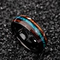 Koa Wood Black Tungsten Carbide Ring,  Blue Opal Tungsten Ring, Hawaiian Wood Opal Wedding Bands, Wood Mens Wedding Band,Wooden Ring for Men