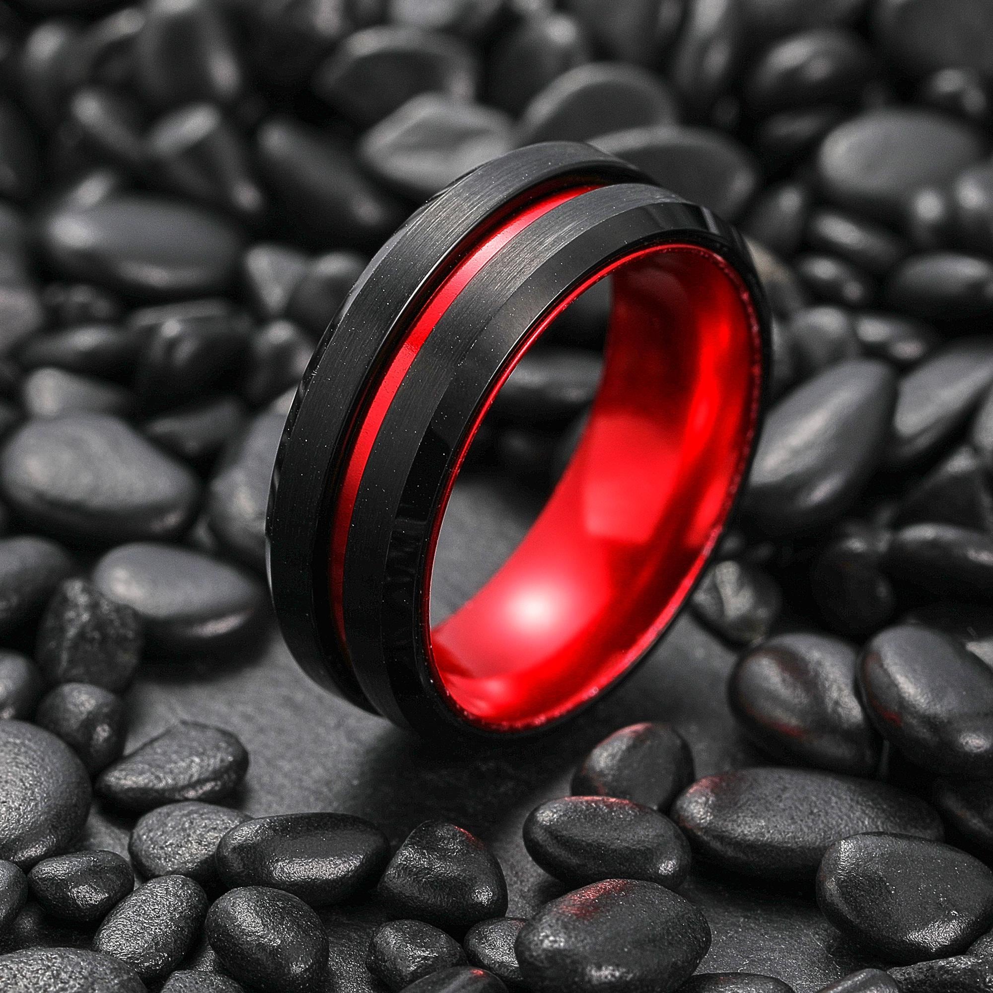 Red and black tungsten ring - Etsy 日本